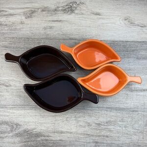 Chantal Ramekin Leaf 12-Ounce Bakeware Baking Dish Orange Enamel 93-LO15 Set 4